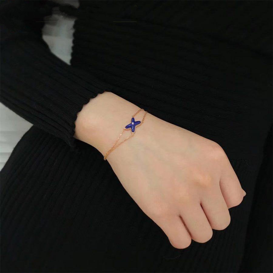 [Olivia Jewelry]JEUX BRACELET BLUE AGATE PINK GOLD 1 DIAMOND