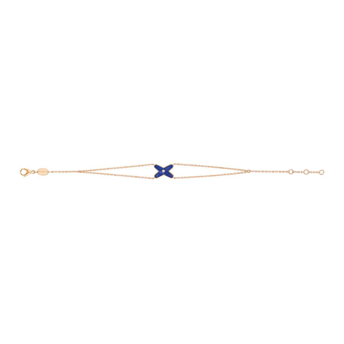 [Olivia Jewelry]JEUX BRACELET BLUE AGATE PINK GOLD 1 DIAMOND