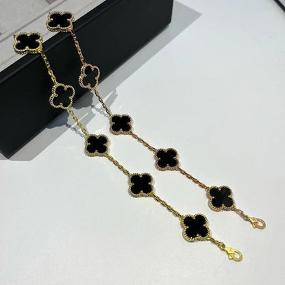 [Olivia JW]CLOVER  5 MOTIFS BLACK ONYX BRACELET