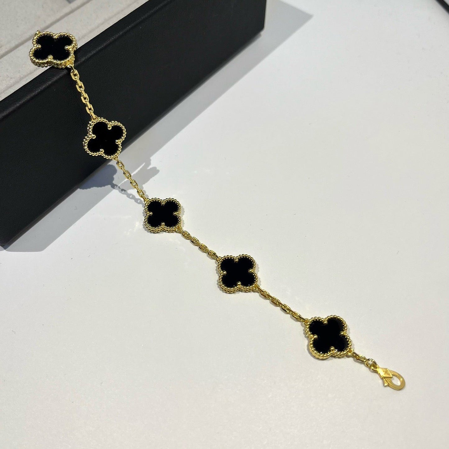 [Olivia JW]CLOVER  5 MOTIFS BLACK ONYX BRACELET
