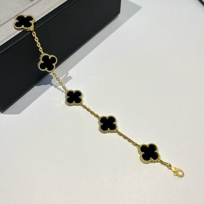 [Olivia JW]CLOVER  5 MOTIFS BLACK ONYX BRACELET