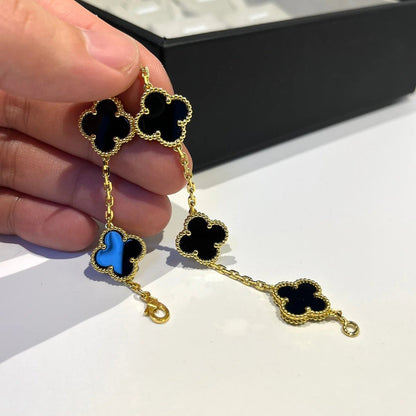 [Olivia JW]CLOVER  5 MOTIFS BLACK ONYX BRACELET