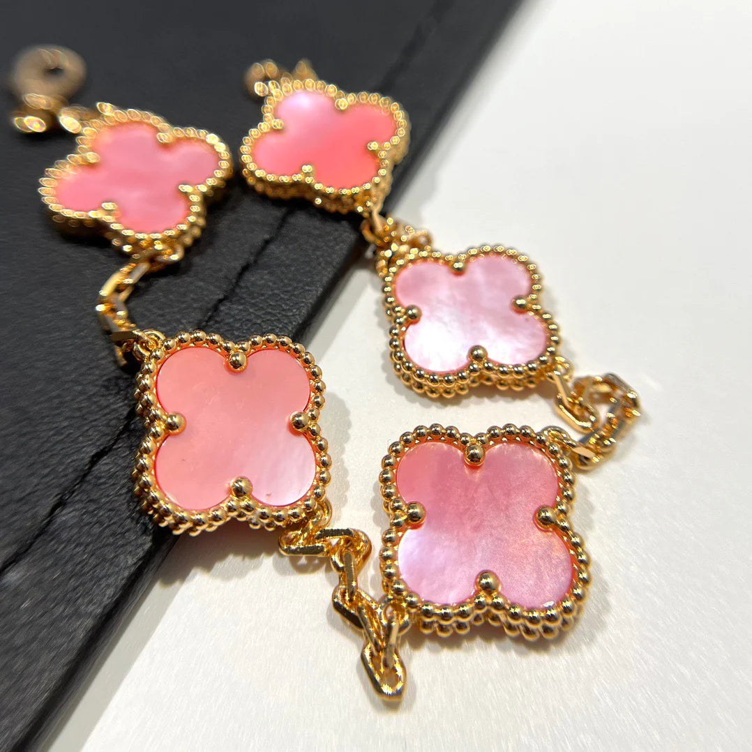 [Olivia JW]CLOVER 5 PINK MOP BRACELET