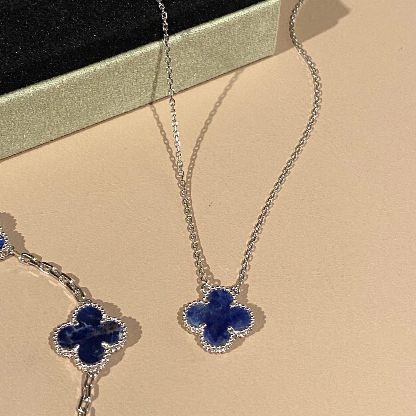[Olivia Jewelry]CLOVER 15MM PIETERSITE NECKLACE SILVER