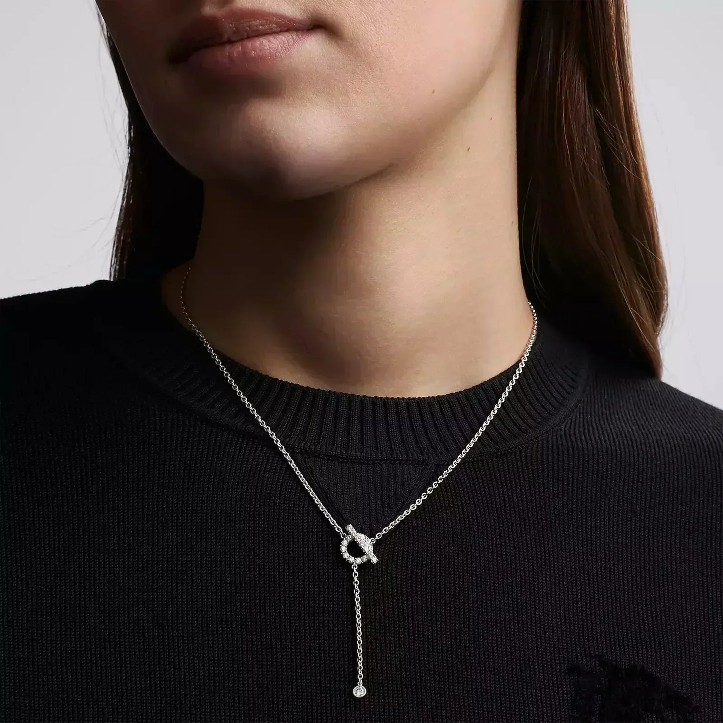 [Olivia Jewelry]FINESSE SILVER DIAMOND NECKLACE