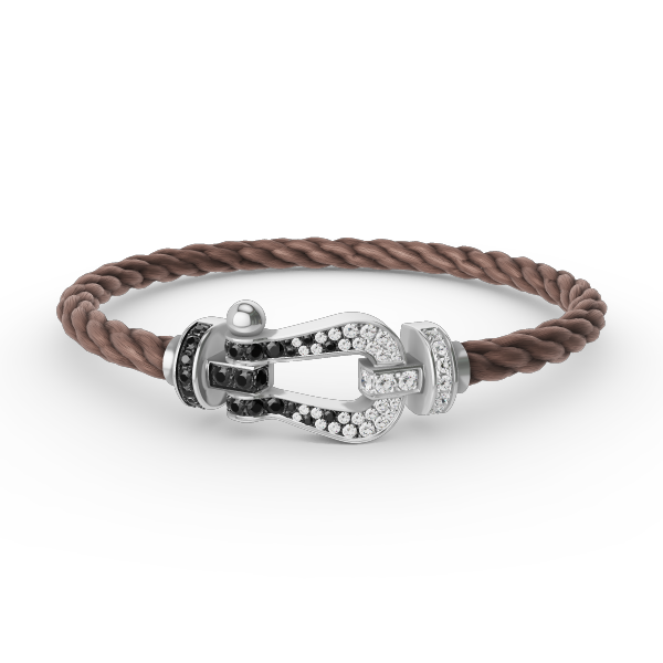 [Olivia Jewelry]FORCE LARGE HORSESHOE BLACK WHITE DIAMOND BRACELET SILVER