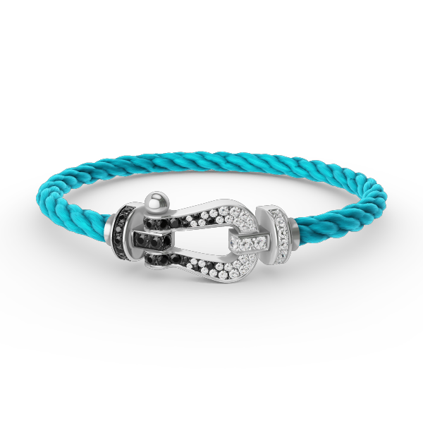 [Olivia Jewelry]FORCE LARGE HORSESHOE BLACK WHITE DIAMOND BRACELET SILVER