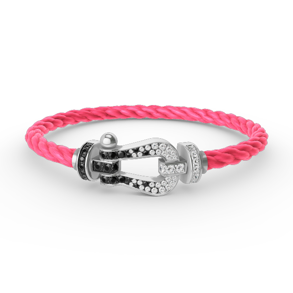 [Olivia Jewelry]FORCE LARGE HORSESHOE BLACK WHITE DIAMOND BRACELET SILVER