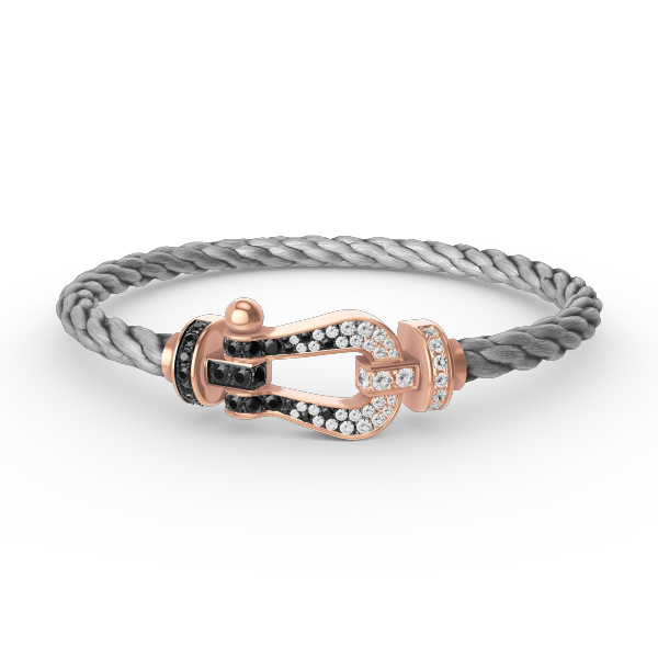 [Elitejewels]FORCE ラージホースシュー ブラック ホワイト ダイヤモンド ブレスレット ローズゴールド