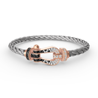 [Elitejewels]FORCE ラージホースシュー ブラック ホワイト ダイヤモンド ブレスレット ローズゴールド