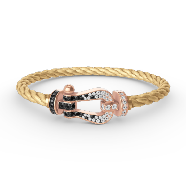 [Elitejewels]FORCE ラージホースシュー ブラック ホワイト ダイヤモンド ブレスレット ローズゴールド