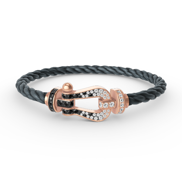 [Elitejewels]FORCE ラージホースシュー ブラック ホワイト ダイヤモンド ブレスレット ローズゴールド