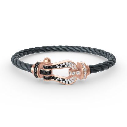[Elitejewels]FORCE ラージホースシュー ブラック ホワイト ダイヤモンド ブレスレット ローズゴールド
