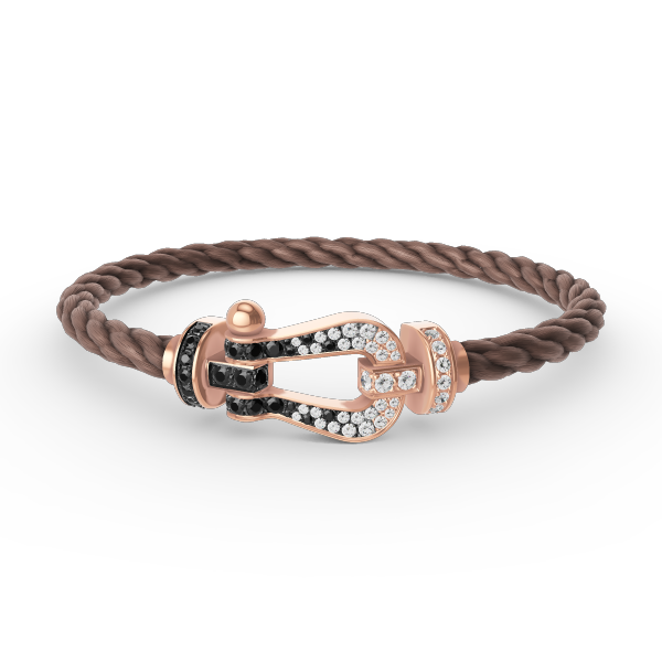 [Elitejewels]FORCE ラージホースシュー ブラック ホワイト ダイヤモンド ブレスレット ローズゴールド