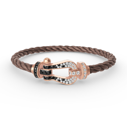 [Elitejewels]FORCE ラージホースシュー ブラック ホワイト ダイヤモンド ブレスレット ローズゴールド