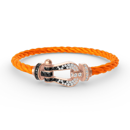 [Elitejewels]FORCE ラージホースシュー ブラック ホワイト ダイヤモンド ブレスレット ローズゴールド