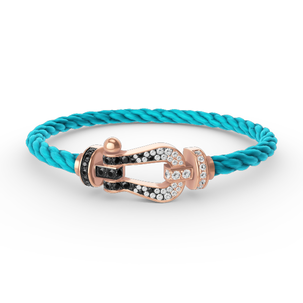 [Elitejewels]FORCE ラージホースシュー ブラック ホワイト ダイヤモンド ブレスレット ローズゴールド
