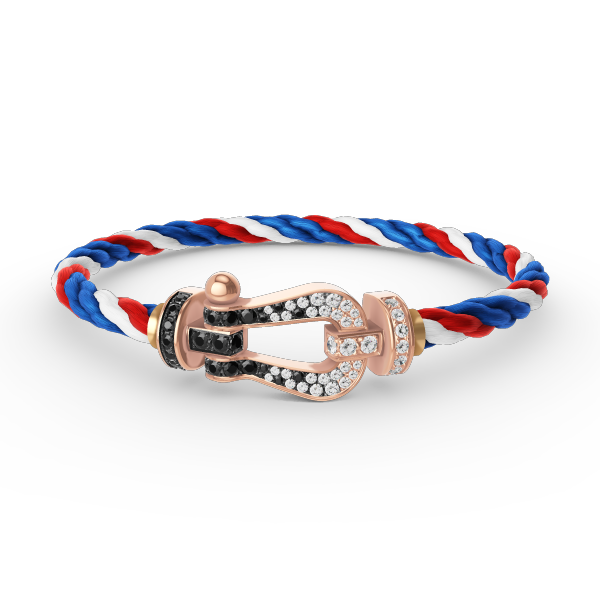 [Elitejewels]FORCE ラージホースシュー ブラック ホワイト ダイヤモンド ブレスレット ローズゴールド