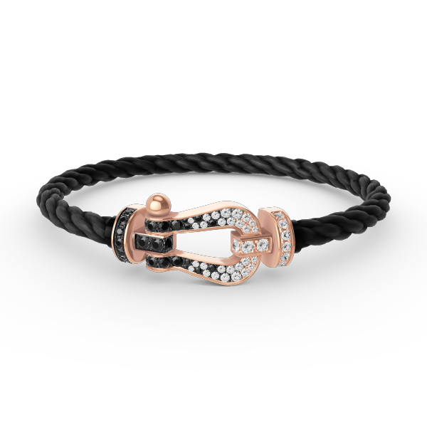 [Elitejewels]FORCE ラージホースシュー ブラック ホワイト ダイヤモンド ブレスレット ローズゴールド
