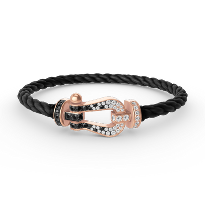 [Elitejewels]FORCE ラージホースシュー ブラック ホワイト ダイヤモンド ブレスレット ローズゴールド