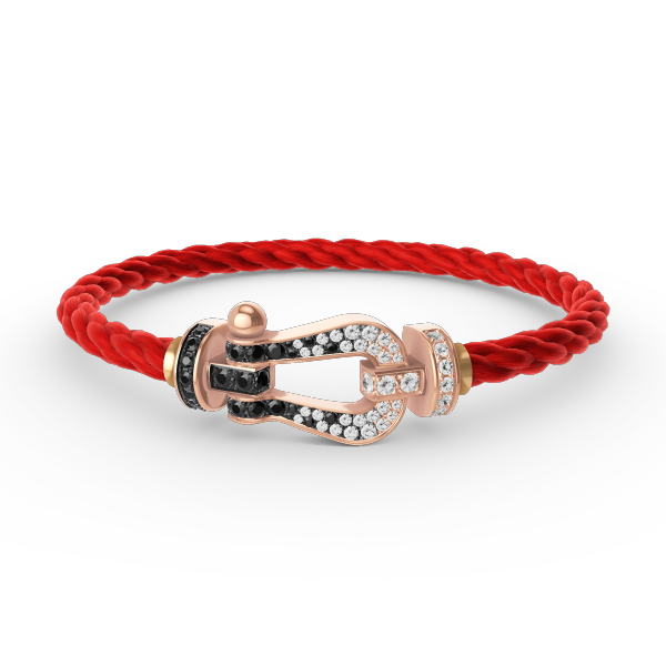 [Elitejewels]FORCE ラージホースシュー ブラック ホワイト ダイヤモンド ブレスレット ローズゴールド