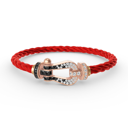 [Elitejewels]FORCE ラージホースシュー ブラック ホワイト ダイヤモンド ブレスレット ローズゴールド