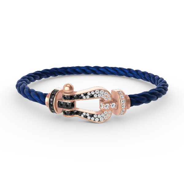 [Elitejewels]FORCE ラージホースシュー ブラック ホワイト ダイヤモンド ブレスレット ローズゴールド