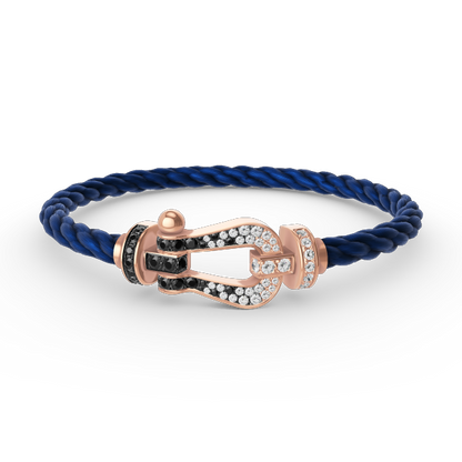 [Elitejewels]FORCE ラージホースシュー ブラック ホワイト ダイヤモンド ブレスレット ローズゴールド