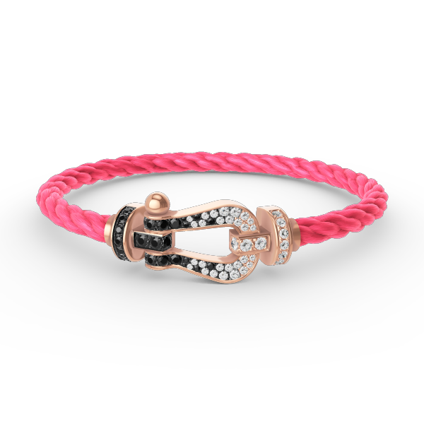 [Elitejewels]FORCE ラージホースシュー ブラック ホワイト ダイヤモンド ブレスレット ローズゴールド