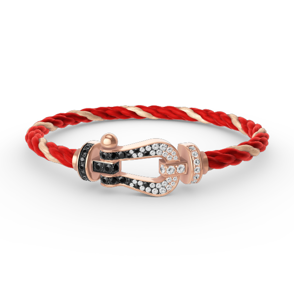 [Elitejewels]FORCE ラージホースシュー ブラック ホワイト ダイヤモンド ブレスレット ローズゴールド