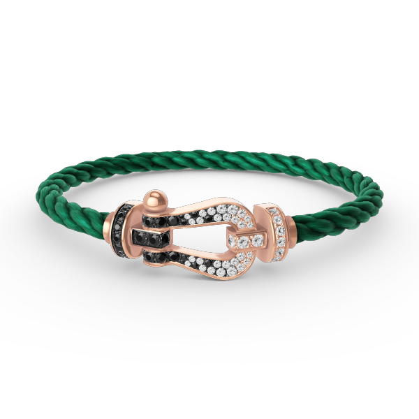 [Elitejewels]FORCE ラージホースシュー ブラック ホワイト ダイヤモンド ブレスレット ローズゴールド