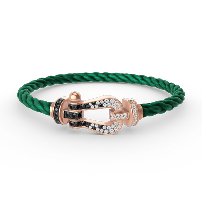 [Elitejewels]FORCE ラージホースシュー ブラック ホワイト ダイヤモンド ブレスレット ローズゴールド