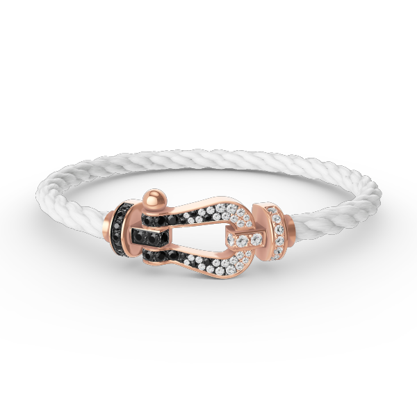 [Elitejewels]FORCE ラージホースシュー ブラック ホワイト ダイヤモンド ブレスレット ローズゴールド