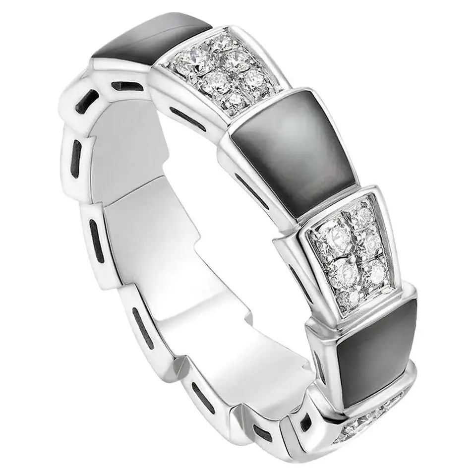 [OLIVIA]SERPENTI RING SILVER DIAMOND BLACK MOP 4MM