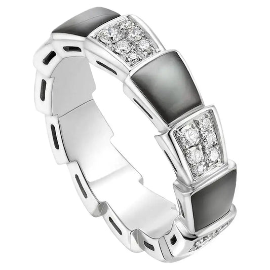 [OLIVIA]SERPENTI RING SILVER DIAMOND BLACK MOP 4MM