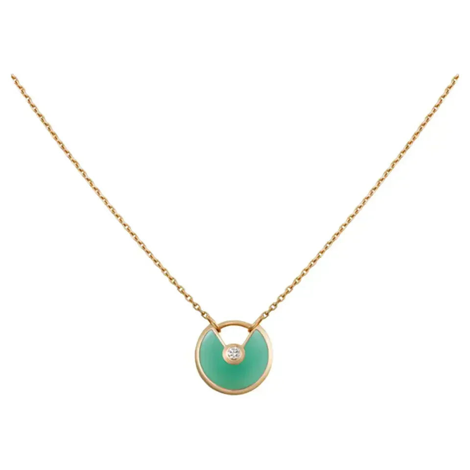 [Olivia Jewelry]AMULETTE GOLD MALACHITE NECKLACE