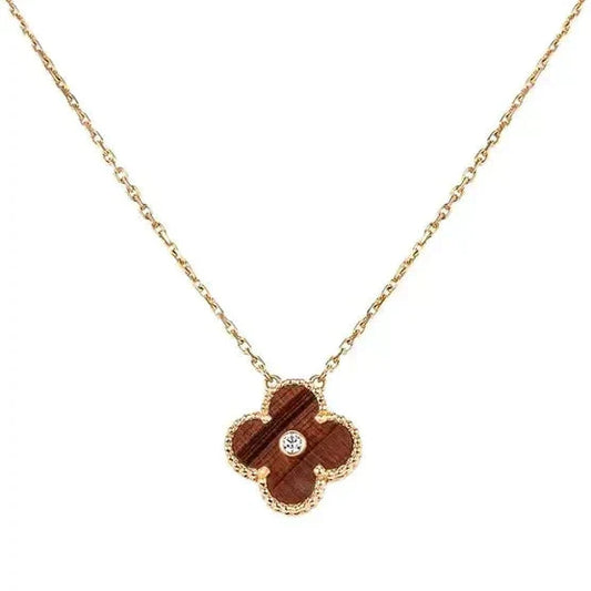 [Olivia Jewelry]CLOVER 15MM DIAMOND AND YELLOW TIGER'S EYE AGATE necklace