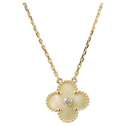 [Olivia Jewelry]CLOVER 15MM DIAMOND GOLD MOTHER OF PEARL NECKLACE