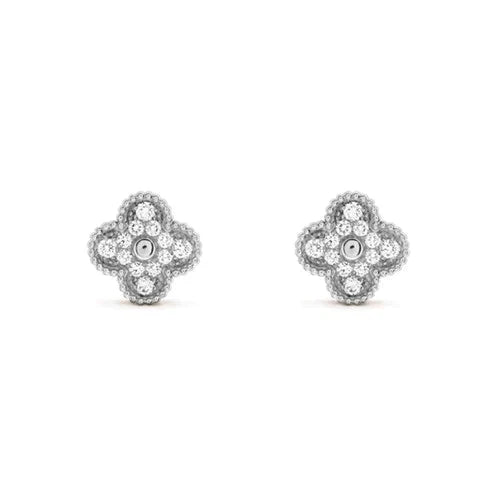 [Olivia Jewelry]CLOVER 1 MOTIFS DIAMOND STUD EARRINGS SILVER