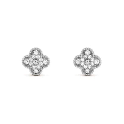 [Olivia Jewelry]CLOVER 1 MOTIFS DIAMOND STUD EARRINGS SILVER