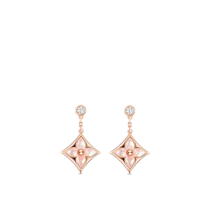 [Olivia Jewelry]DOUBLE STAR PINK GOLD MOP DROP EARRINGS
