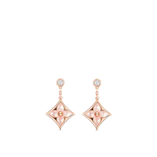 [Olivia Jewelry]DOUBLE STAR PINK GOLD MOP DROP EARRINGS