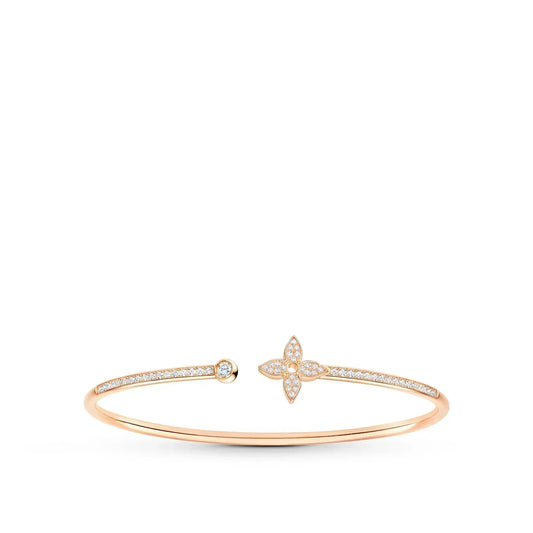 [Olivia Jewelry]IDYLLE PINK GOLD OPEN BRACELET DIAMOND PAVED
