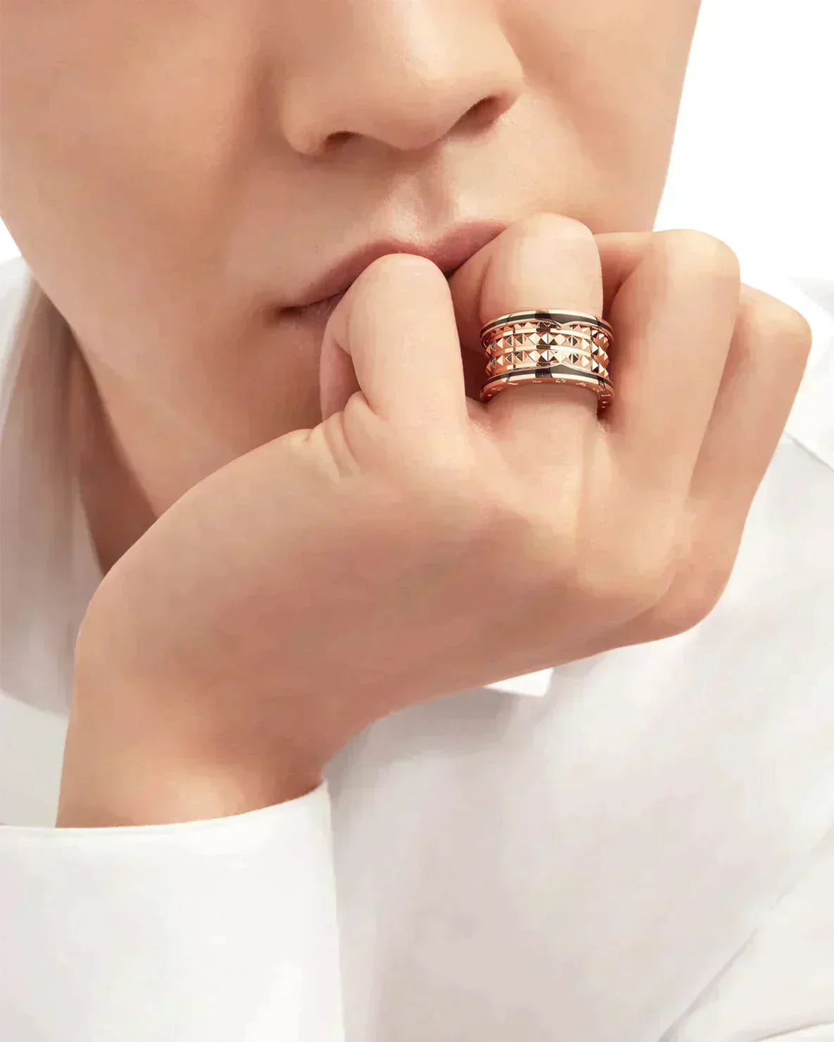 [Olivia Jewelry]ZERO 1 ROCK BLACK CERAMIC PINK GOLD LARGE MODEL