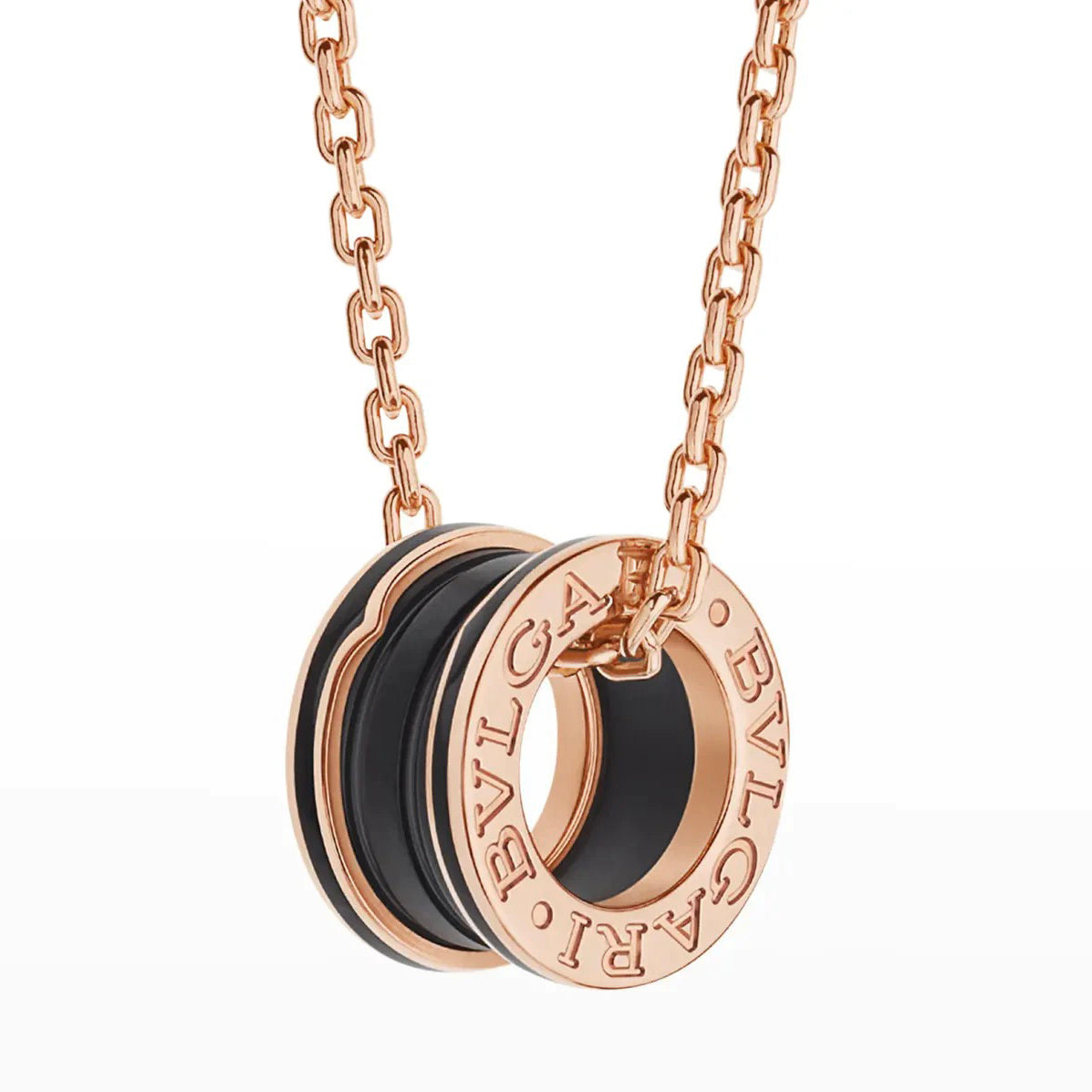 [OLIVIA]ZERO 1 BLACK CERAMIC PINK GOLD NECKLACE