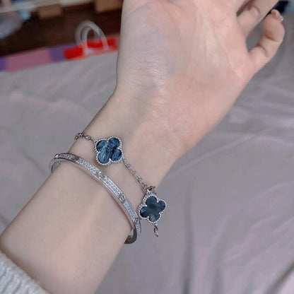 [Olivia JW]CLOVER 5 MOTIF PIETERSITE SILVER BRACELET