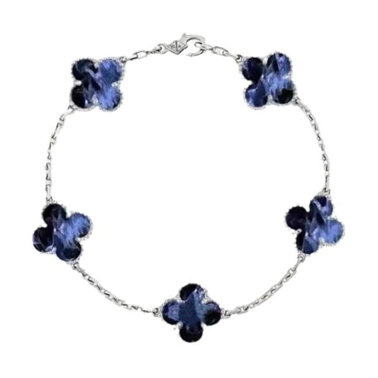 [Olivia JW]CLOVER 5 MOTIF PIETERSITE SILVER BRACELET