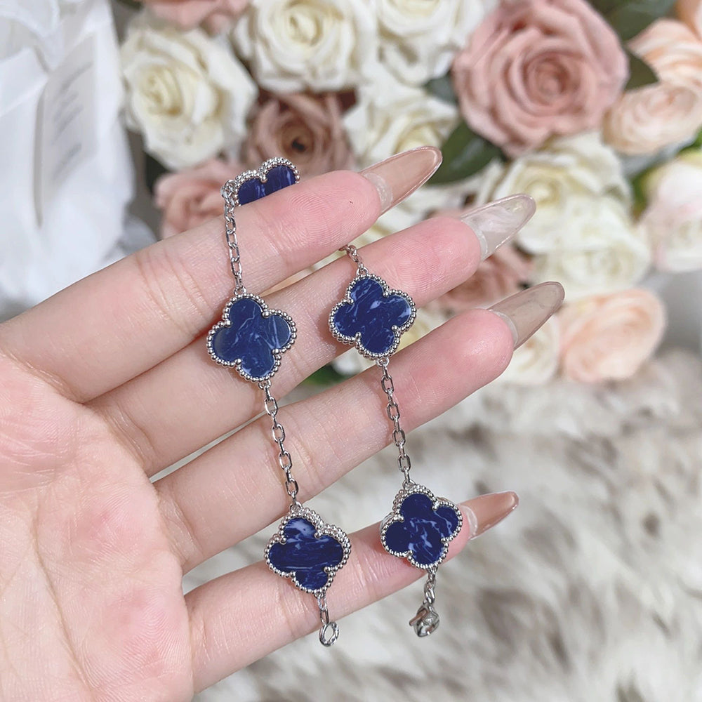 [Olivia JW]CLOVER 5 MOTIF PIETERSITE SILVER BRACELET