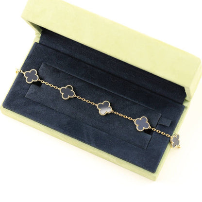 [Olivia JW]CLOVER  5 MOTIFS BLACK ONYX BRACELET