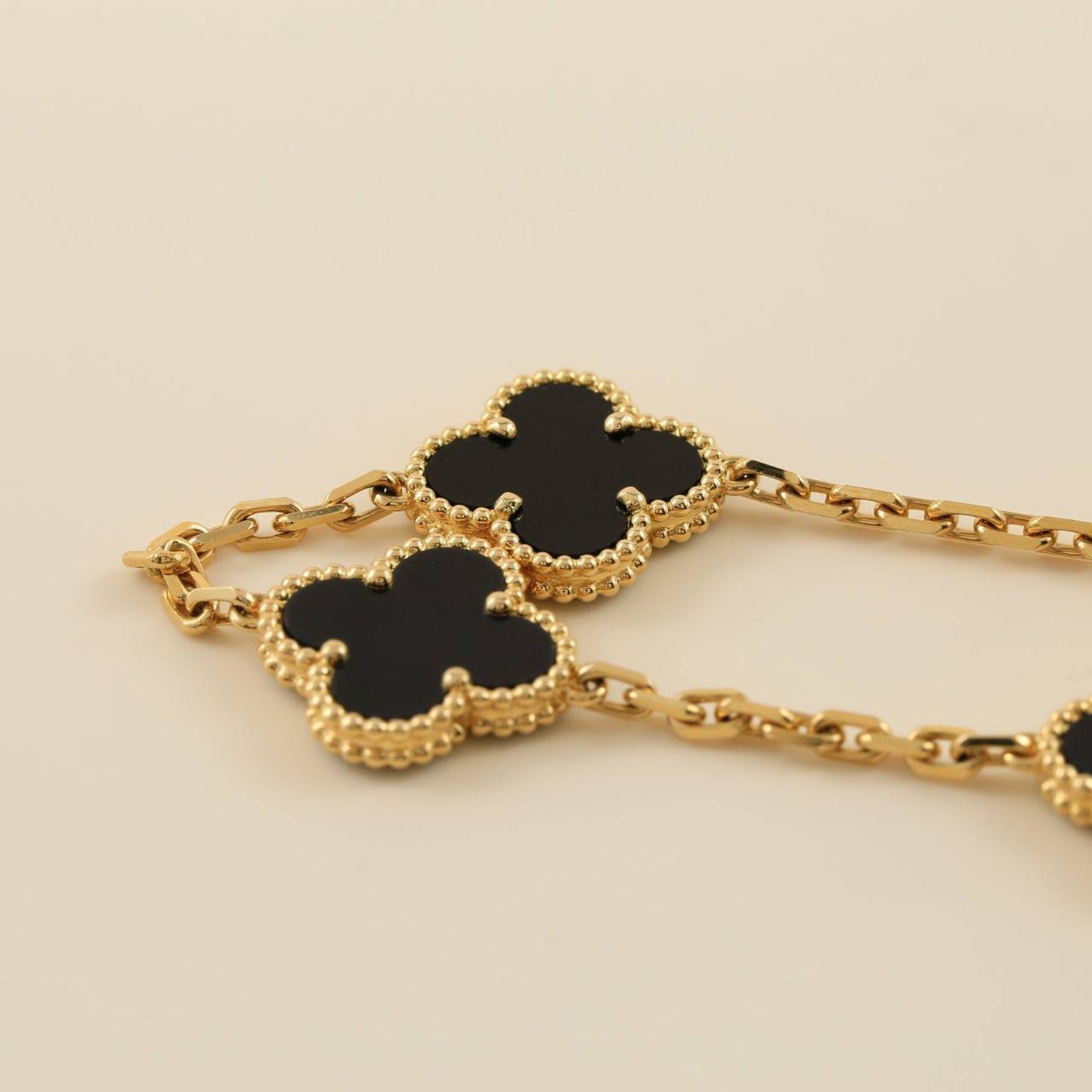 [Olivia JW]CLOVER  5 MOTIFS BLACK ONYX BRACELET